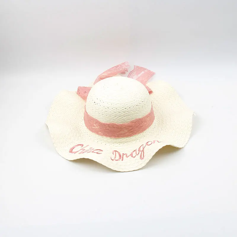 Summer Parent-child Beach Hat Female Casual Hat Lady Women Flat brim Bowknot Straw cap girls Sun Hat