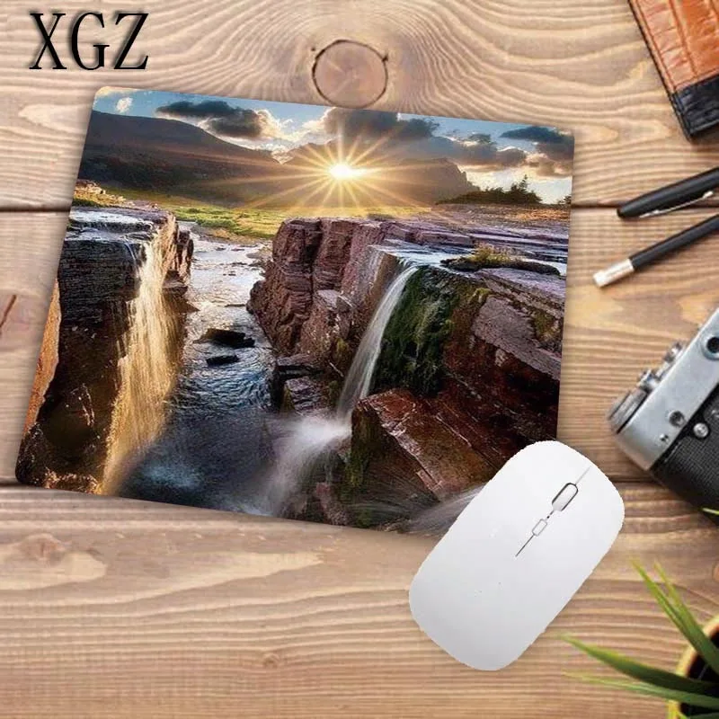 XGZ Waterfall Mountain Scenery Gaming Mouse Pad Rubber Locking Edge Large Mouse Mat for Dota 2 LOL