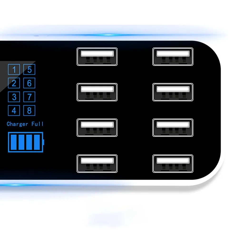 Настольное автомобильное зарядное устройство для путешествий USB адаптер 8 портов Мини Смарт Портативный Быстрая зарядка мобильных телефонов цифровой дисплей безопасность ABS