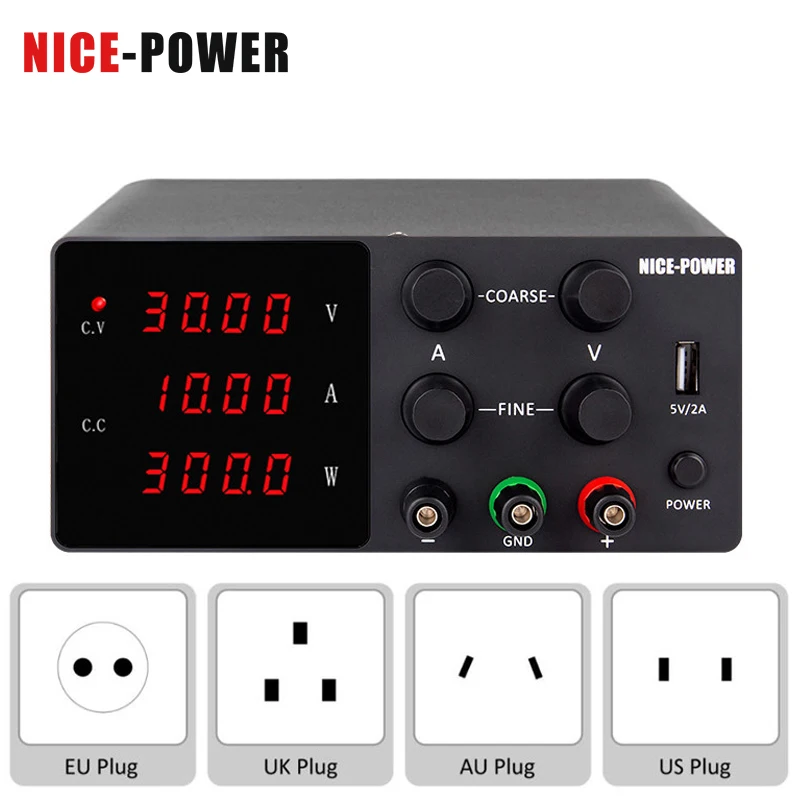 Лабораторный импульсный источник питания NICE POWER 30 в 10 А 4 знака белый черный 60 В 5