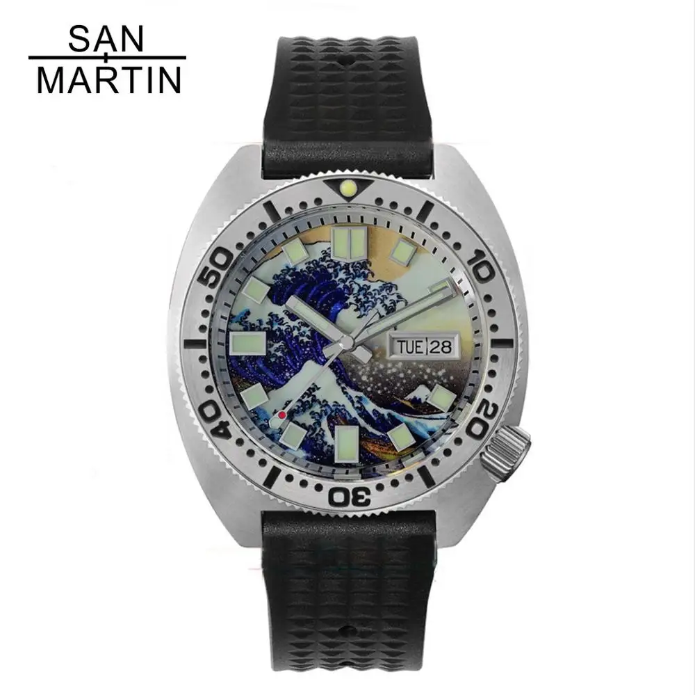 San Martin Orologio Subacqueo Automatico Uomo 40mm – Quadrante Onde Di Kanagawa, Lunetta In Ceramica, Vetro Zaffiro, 20ATM Impermeabile – Movimento NH35