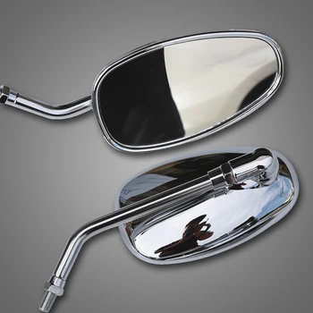 

10mm Motorcycle Accessories Side Mirror Chrome oval Motorbike Rear View Mirrors FOR harley softail shadow 600 vt750 vtx1300