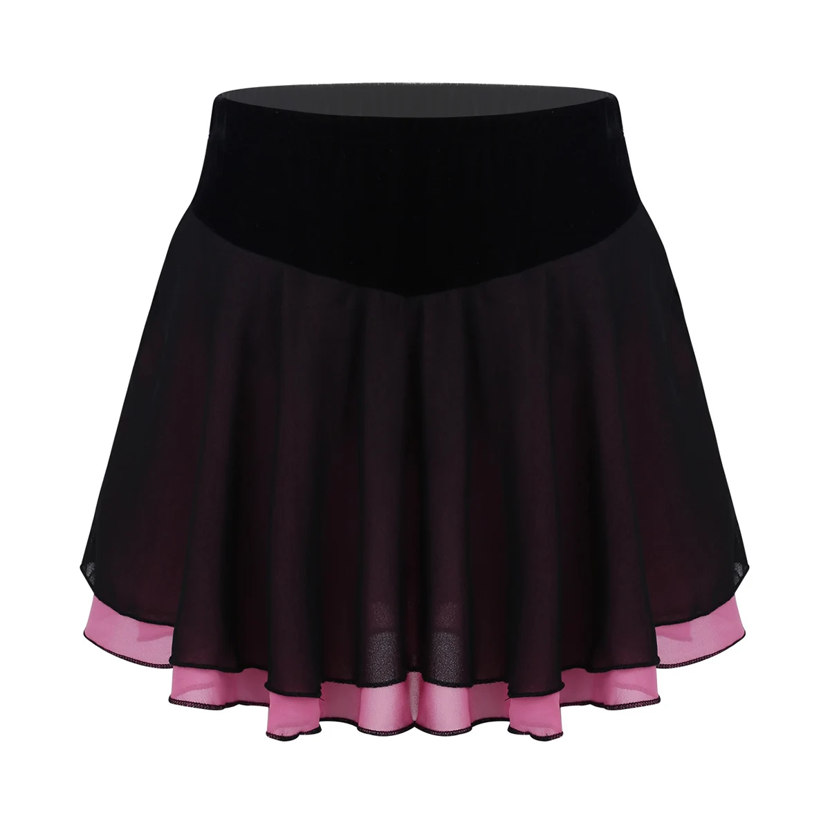 Iefiel для детей, девочек, легкая шифоновая фигурка для фигурного катания, короткая юбка для катания на коньках, лирический танцевальный костюм, тренировочное платье для латинских танцев - Цвет: Black Rose Red