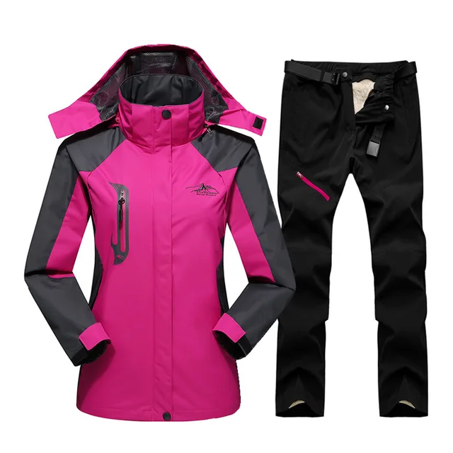 US $27.23 Ski Suit For Women Outdoor Waterproof Windproof Snowboard Ski Jacket Pants Winter Snow Skiing Fleec