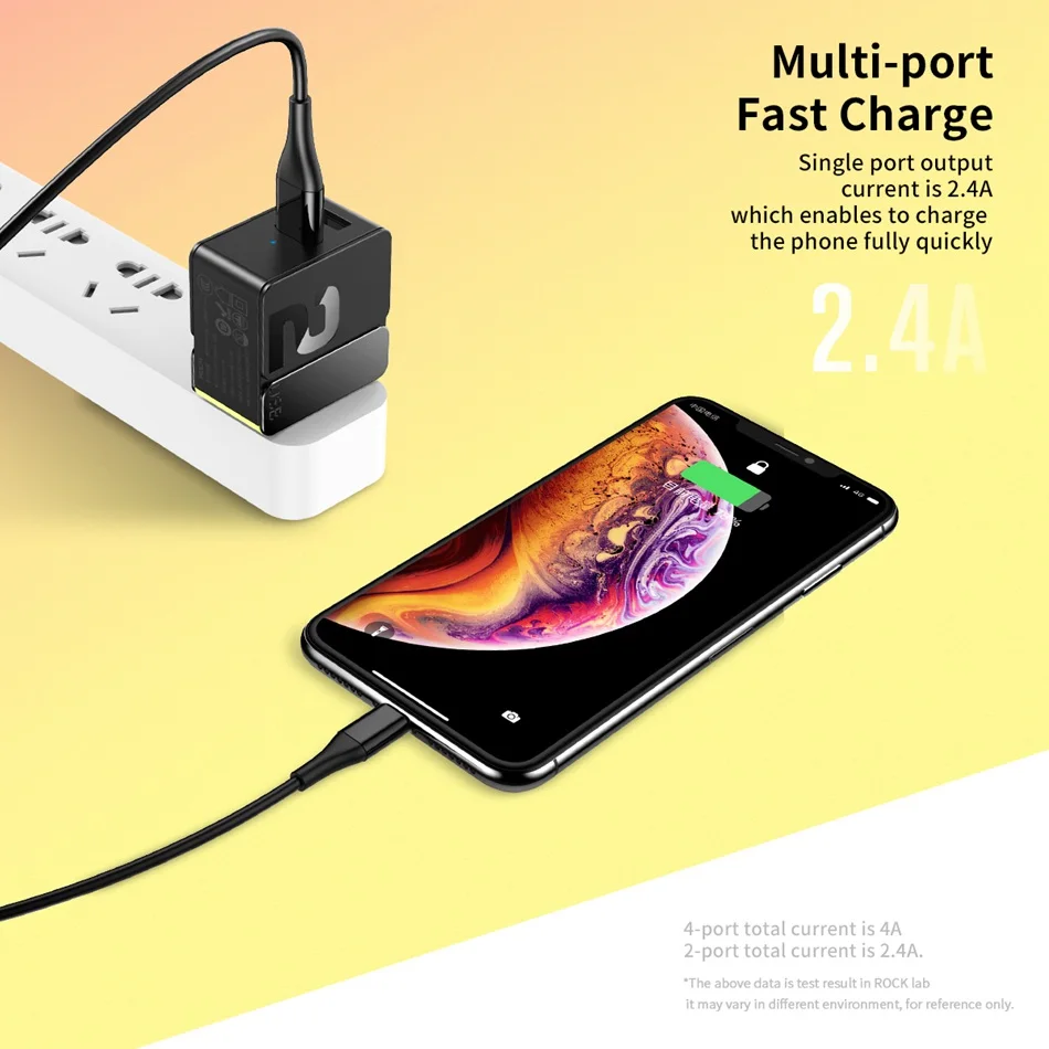 ROCK EU Plug 4A Max 4 порта USB быстрое зарядное устройство для iPhone Зарядка для samsung iPad Xiaomi телефон путешествия настенное зарядное устройство адаптер