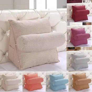 

50 Cotton Linen Triangular Backrest Cushion for Sofa Cushions Bed Rest Triangle Waist Back Pillow 7 colors Support Large Size