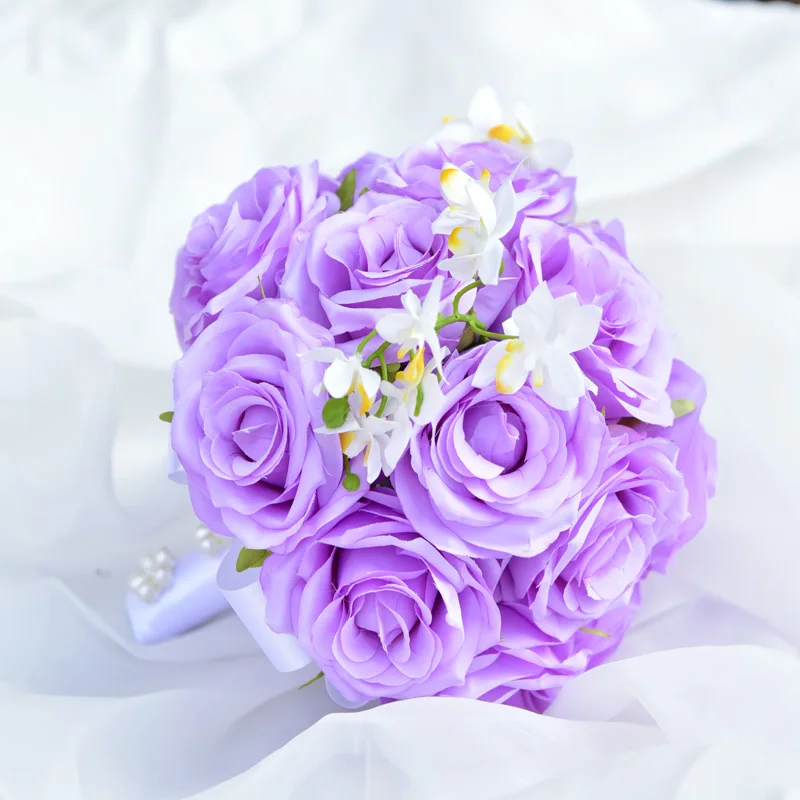 Style 9 Kyunovia Mini Flower Girl Wedding Bouquet Bridesmaid Wedding flowers orchid Bridal bouquet Ribbon Fake Wedding BY12 - Цвет: Style 9