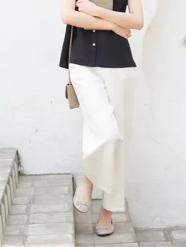 

CYNTHIA 2020 New Spring Women's Wide-leg Pants Female Summer Vintage Cotton Linen Ankle-length Trousers