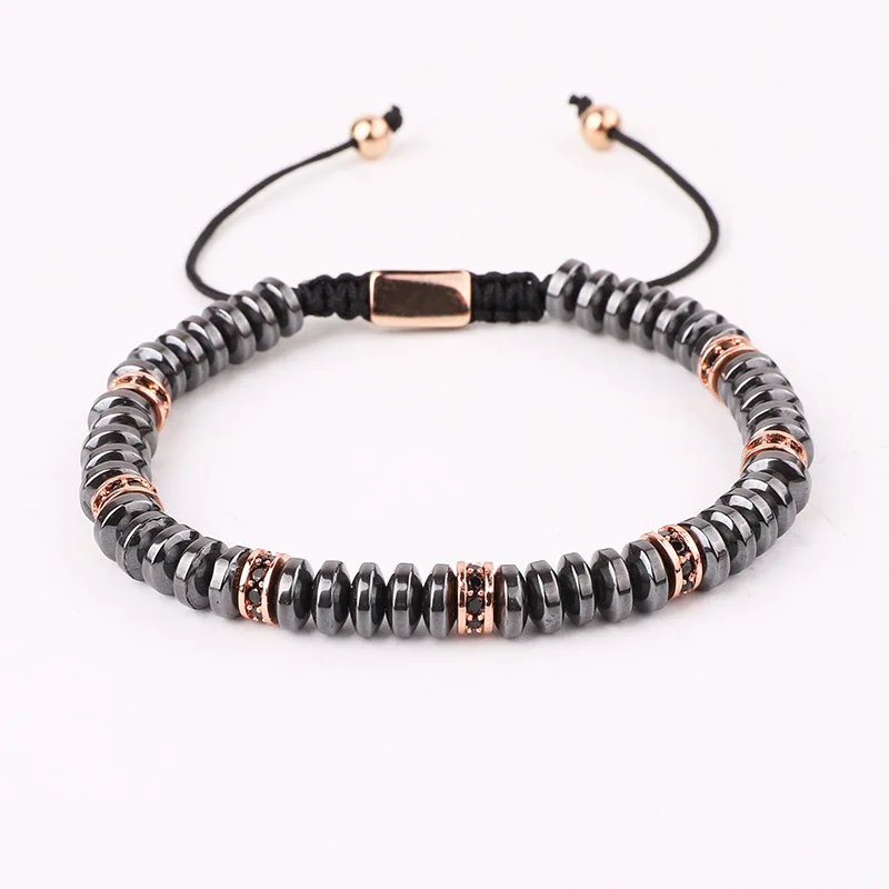 New Design Men Jewelry Hematite Beaded CZ Micro Pave Charms Handmade Macrame Friendship Bracelet Gift - Image 3