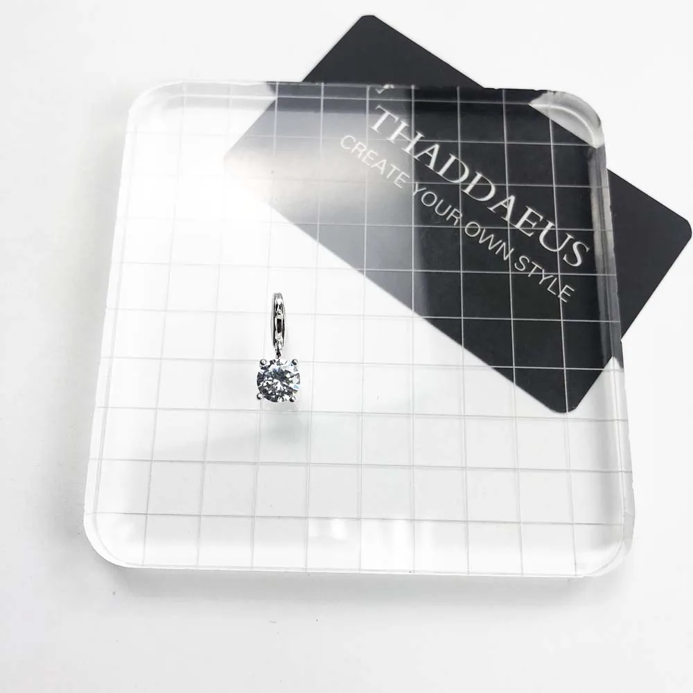 Круглые Подвески с белым кристаллом из кубического циркония застежка Лобстер