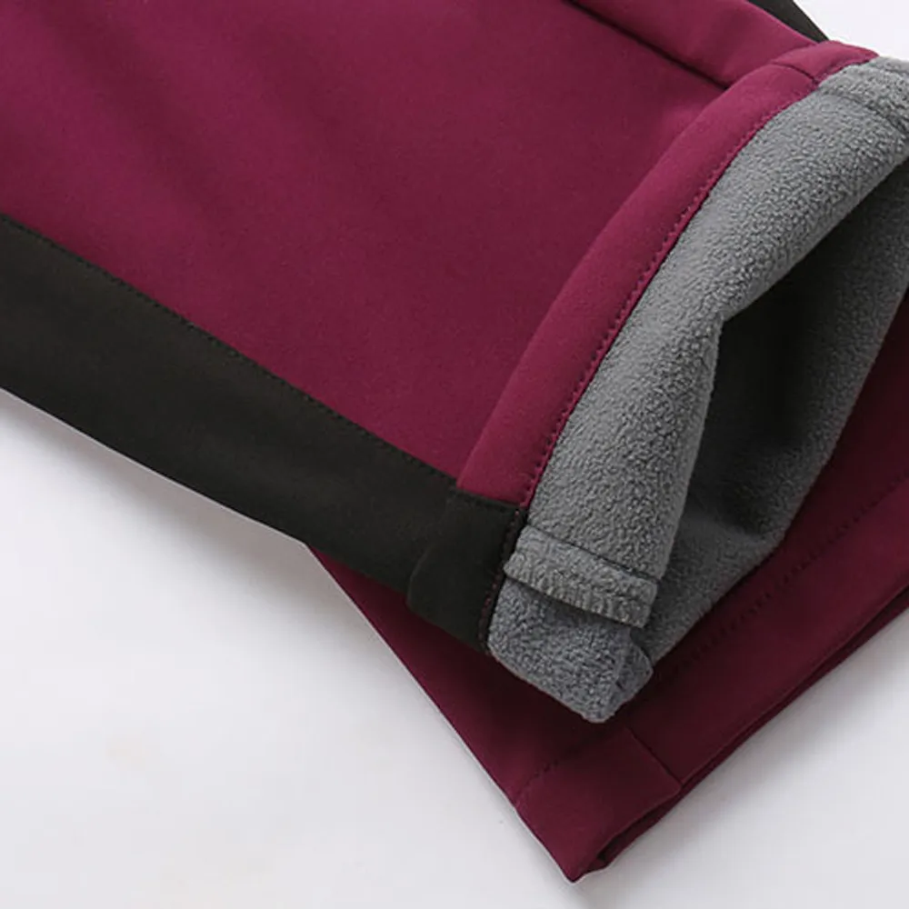 Для женщин пары лыжные штаны флисовые утепленные штаны Soft Shell брюки для девочек ветрозащитный Водонепроницаемый Альпинизм зимние Повседневное, из кусков, длинные брюки