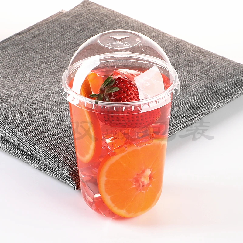 

50pcs High quality U shape cute milk tea cups 500ml disposable glasses for coffee transparent plastic cups desserts with lids