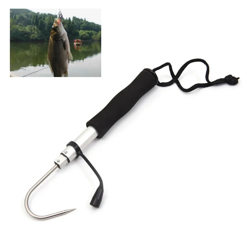 

60/90/120cm Stainless Steel Sea Telescopic Fishing Gaff Aluminum Alloy Spear Hook Fish Tackle Outdoor Fishing Tool