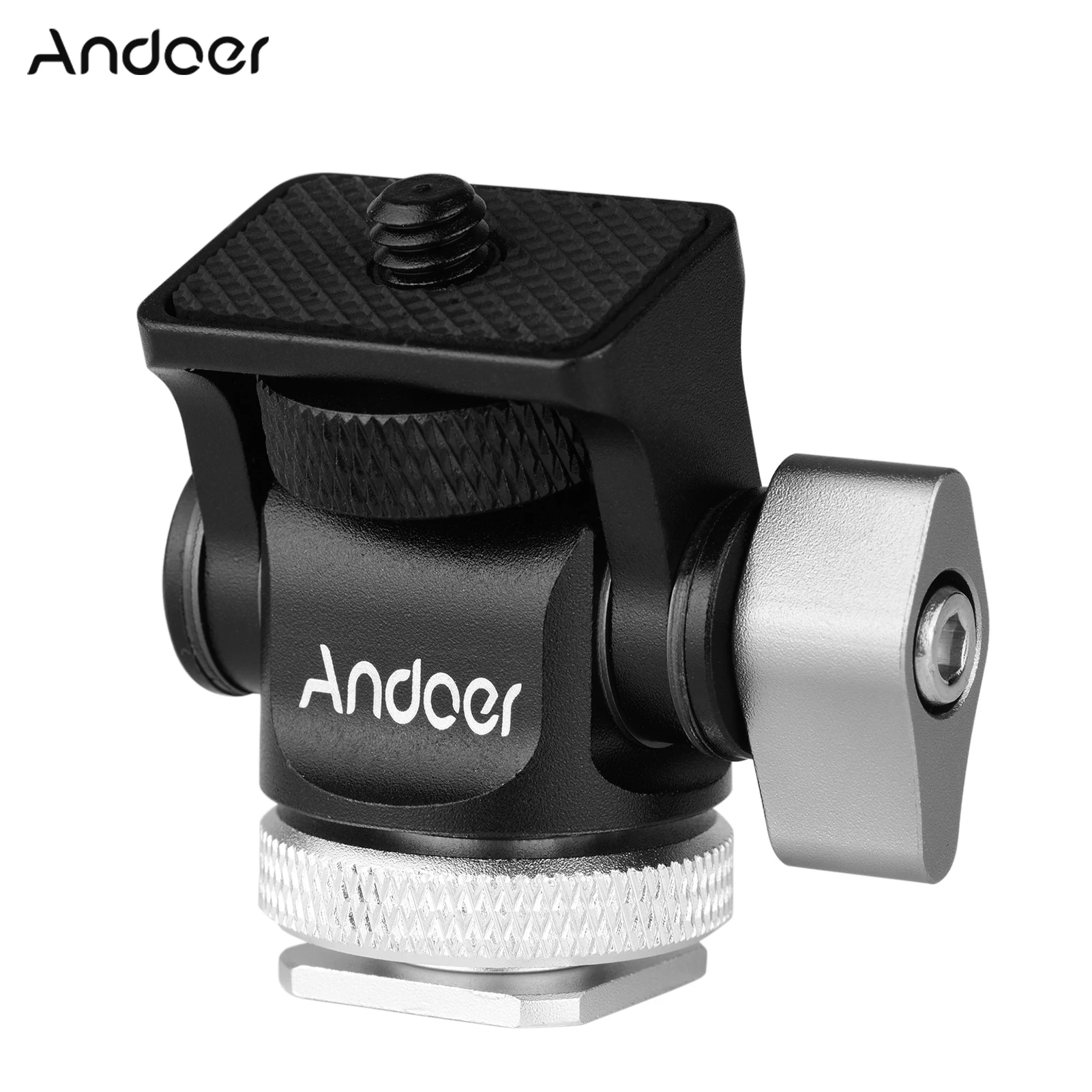 Andoer Mini Monitor Mount Tripod Head Cold Shoe Adapter Aluminum Alloy 1/4 Inch Screw for Camera Flash Microphone LED Fill Light camera screw mount,microphone screw adapter