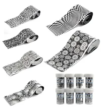 Стильный черно-белый маникюрный стикер со звездами, набор ярких наклеек для ногтей 16-a, 1 м, длинный ноготь