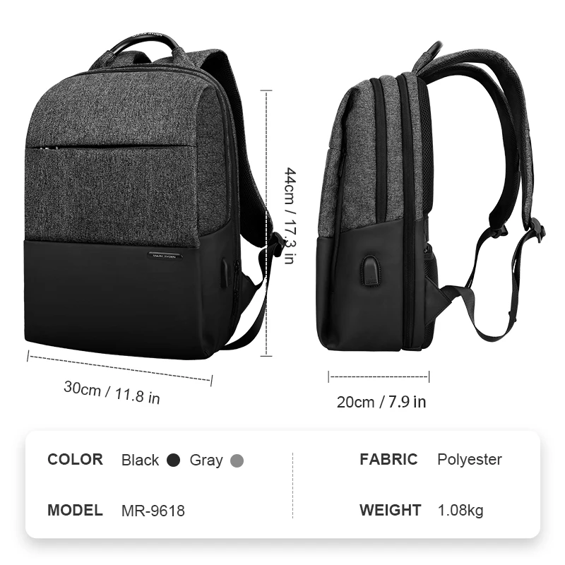Mark Ryden мужской рюкзак большой емкости подростковый мужской рюкзак Mochila с защитой от воровства сумка с usb зарядкой 15," рюкзак для ноутбука водонепроницаемый