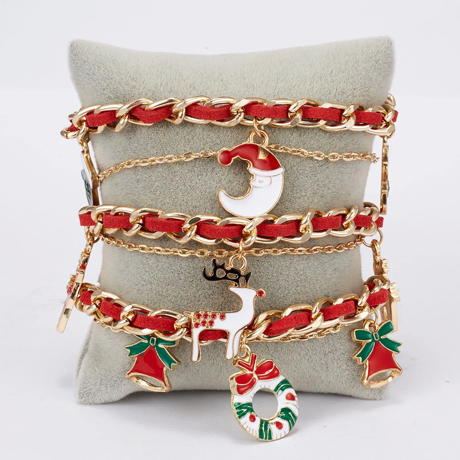 Rinhoo Рождество Санта Клаус Браслет красная цепочка Шарм Лось Луна венок звено цепи браслеты для женщин девочек подарок на год ювелирные изделия
