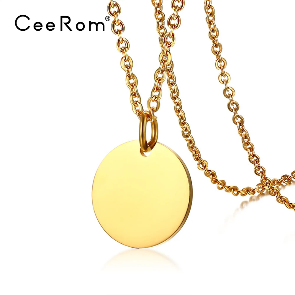 

CeeRom Shiny Circle Pendant Necklaces Women Gold Color Stainless Steel Geometric Femme Choker Necklace Fashion Jewelry Colar