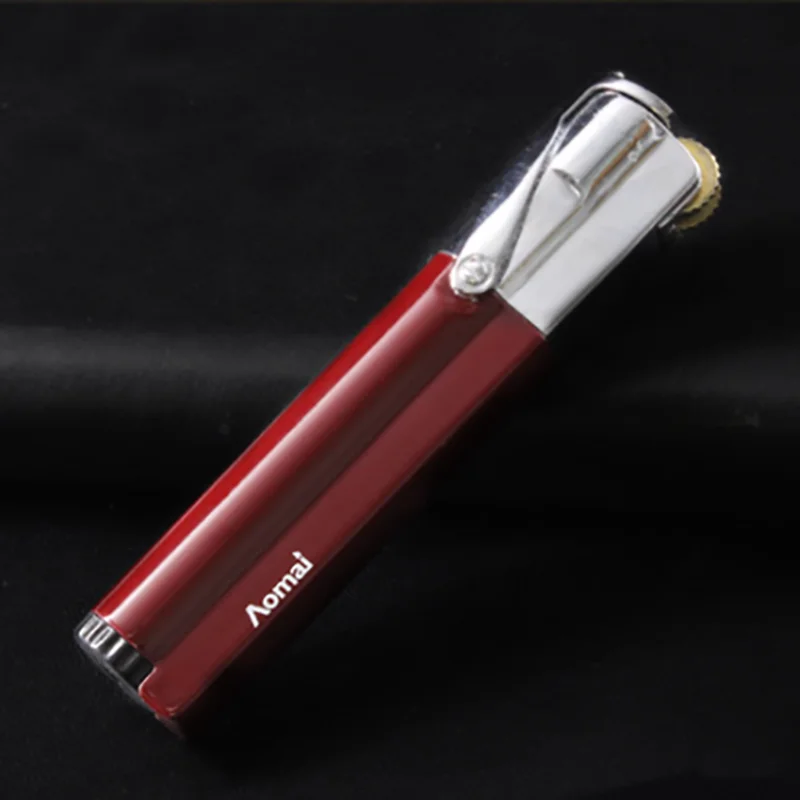 Red Цилиндрические газовые легкие металлические зажигалки, аксессуары для курения, зажигалки для сигарет с фиксированным пламенем, бутановый фонарь, зажигалка, электрическая зажигалка - Цвет: Red