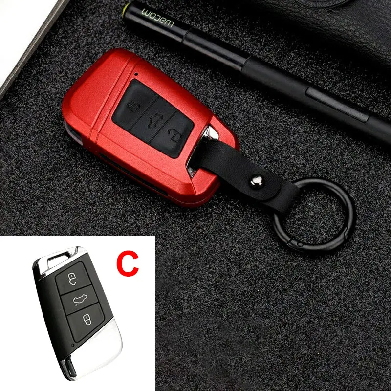 ABS пластик+ силиконовый чехол для ключей от машины крышка для V W Golf Bora POLO GOLF Passat Polo Golf 7 MK7 Tiguan MK2 Magotan Passat B8 A7 - Название цвета: C  Red