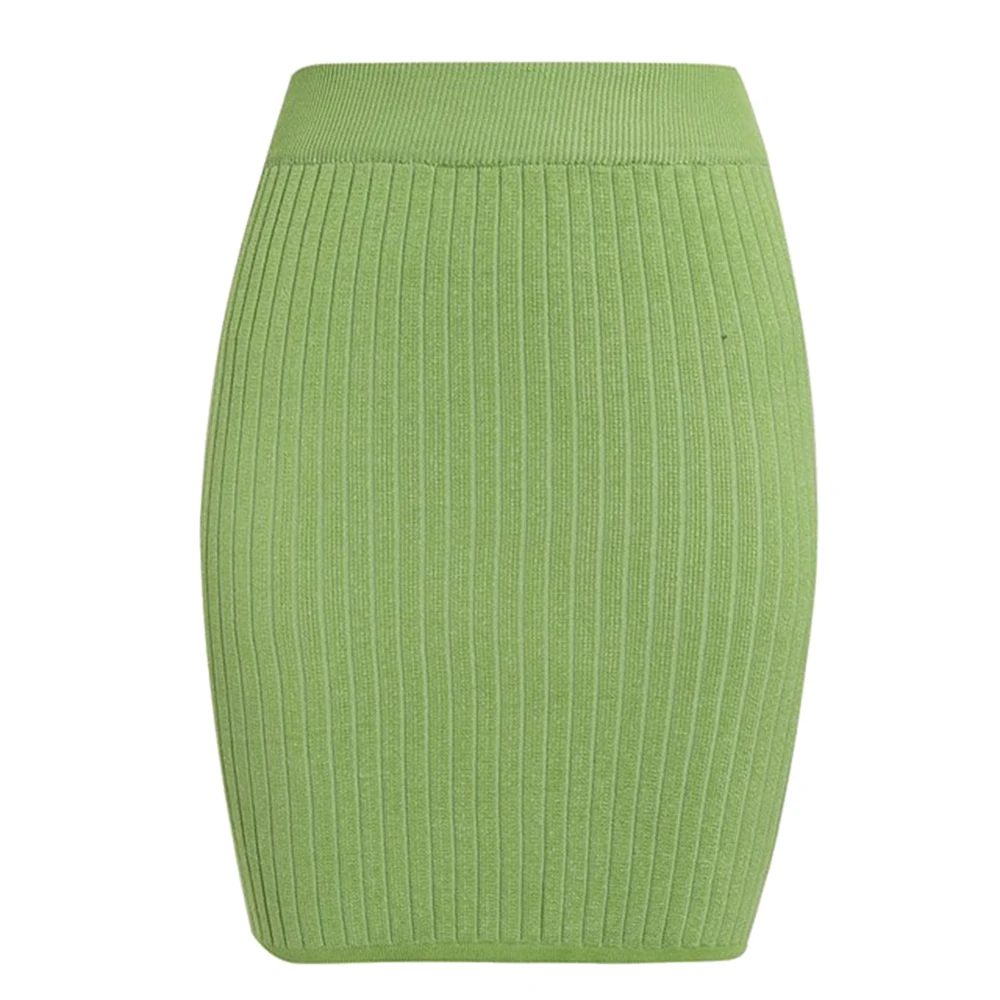 Fruit Green LASPERAL Новое поступление женские юбки осень зима теплая трикотажная прямая юбка женская мода ребристая юбка средней длины - Цвет: Fruit Green