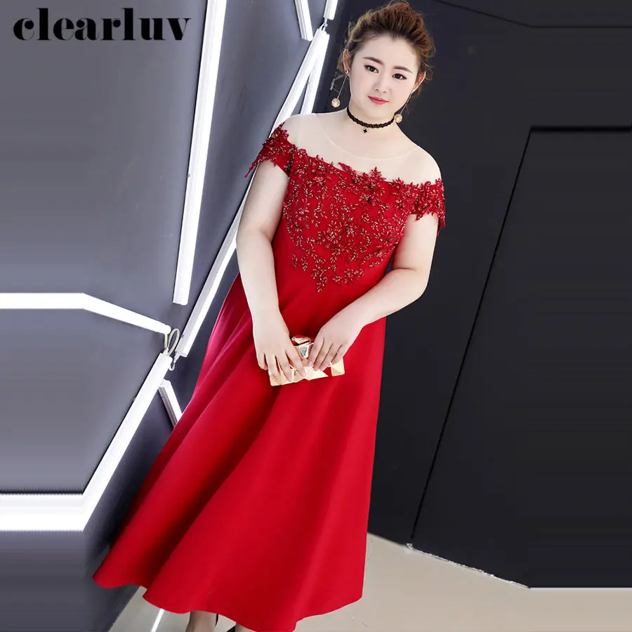

Beading Prom Gown Short Sleeve O-neck Vestidos De Gala T534 2019 Plus Size Dresses Women Party Night Burgundy Elegant Prom Dress