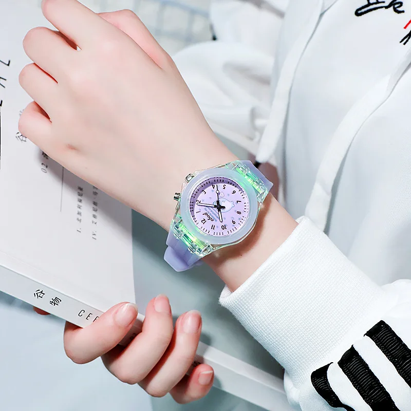 Reloj de silicona luminoso para niños, cronógrafo de silicona con diseño de dibujos animados