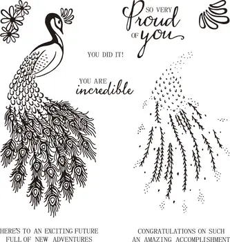 

14x14 peacock Transparent Clear Silicone Stamp /Seal for DlY scrapbooking/photo album Decorative card making