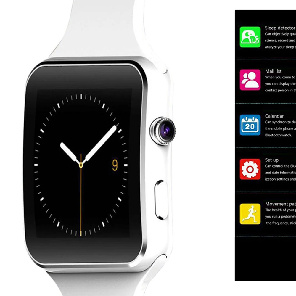 X6 Смарт-часы с поддержкой sim-карты TF h камера умные часы Bluetooth циферблат/с камерой сенсорный экран для iPhone Xiaomi Android IOS