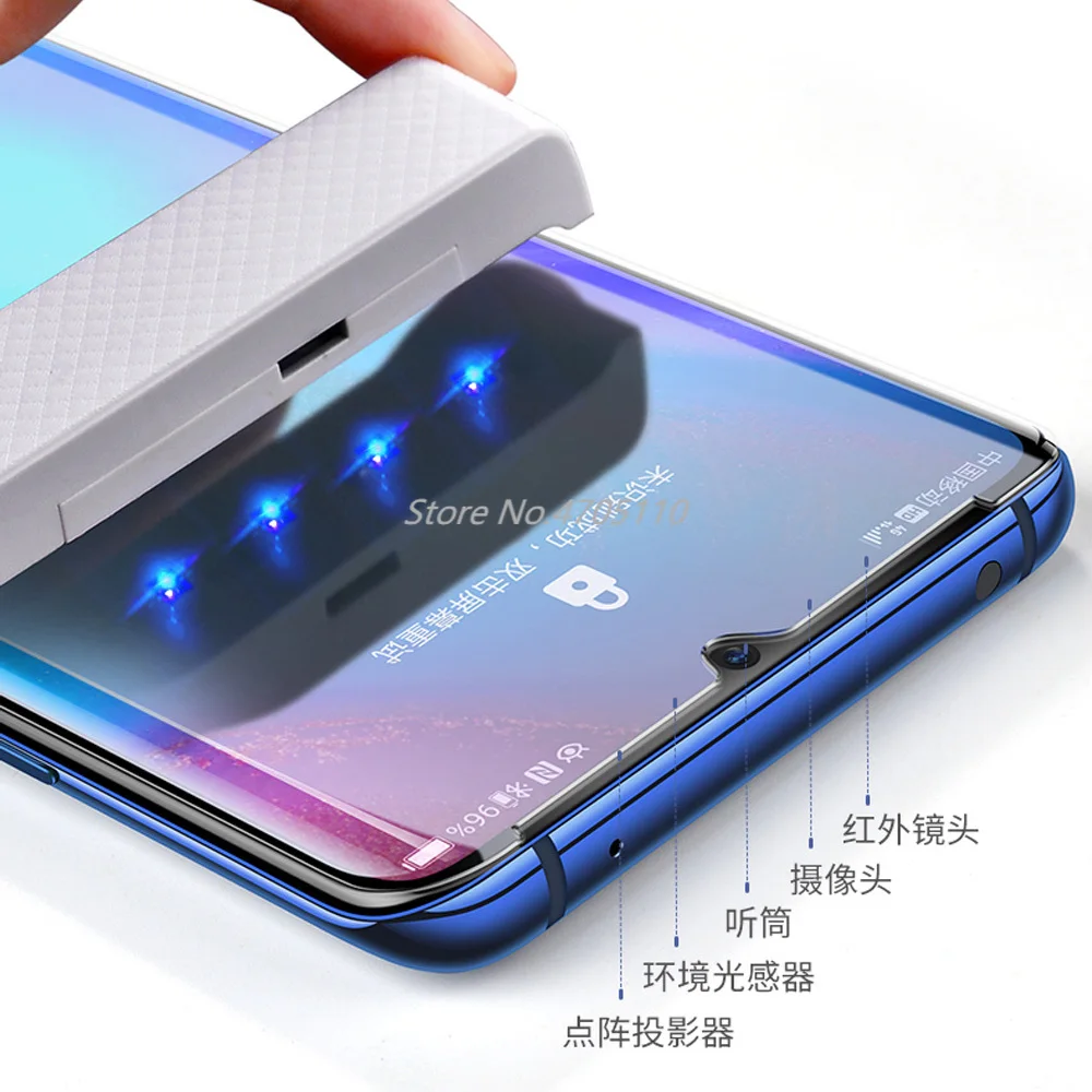 10D нано Жидкий УФ Клей закаленное стекло для HuaWei P30 Pro защита экрана полное