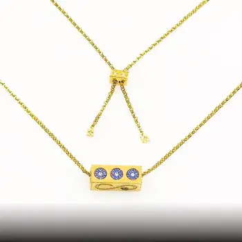 

MeibaPJ S925 Sterling Silver Yellow Gold Color Snake Square Pendant Necklace Micro Cubic Zirconia for Women Brand Jewelry