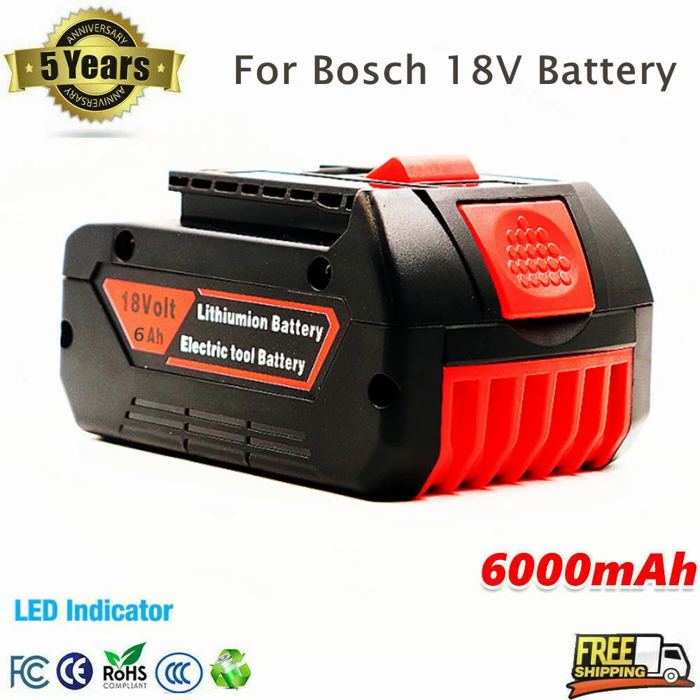 

18V battery bosch Rechargeable Li-ion Battery For Bosch 18V 6.0Ah Power tool Backup Portable Replacement BAT609 Indicator light