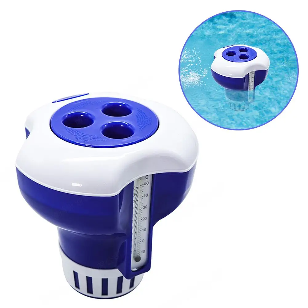 

Pool Floating Chemical Dispenser High Quality Durable Safe Spa Chlorine Floater With Thermometer Swimming Pool Chean Tools