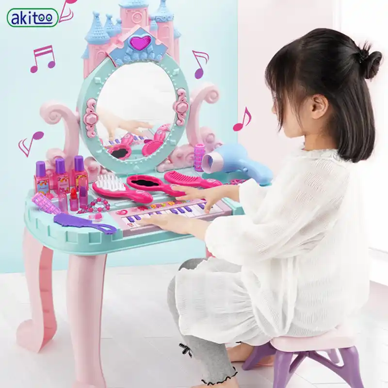 Akitoo Girl Dresser Set Princess Dressing Table Girl Cosmetics