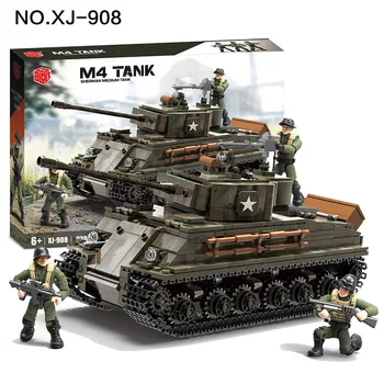 

New 920pcs WW2 US M4 Tank Model of Building Blocks Military WW2 Army Soldier Bicks Toys For Kids Gift
