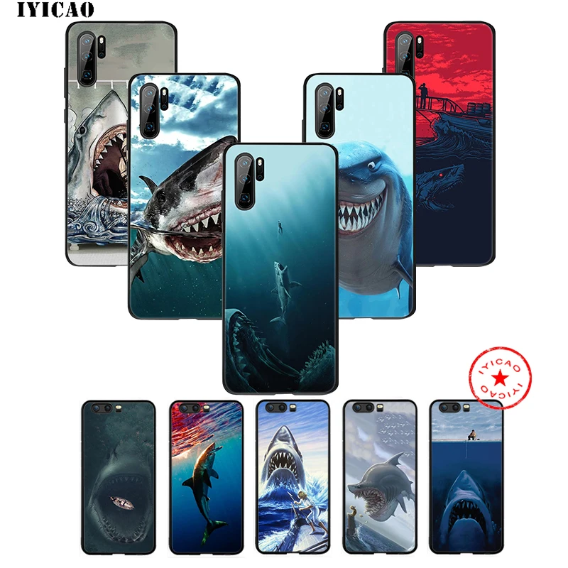 IYICAO Shark Animal Funny Soft Case for Huawei P30 P20 P10 P9 P8 2017 2016 2015 P Smart Z Plus 2019 Mate 20 10 Lite Pro Mini |