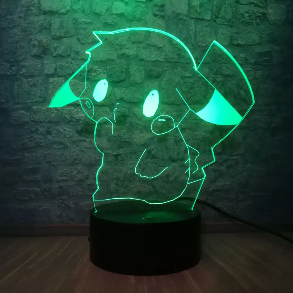 Покемон го фигурку 3D RGB лампа Пикачу Ночник светильник светодиодный детский сон