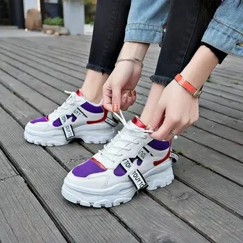

Women's sports shoes 2019 new autumn and winter new thick bottom plus velvet color matching women's running shoes ZQ-43