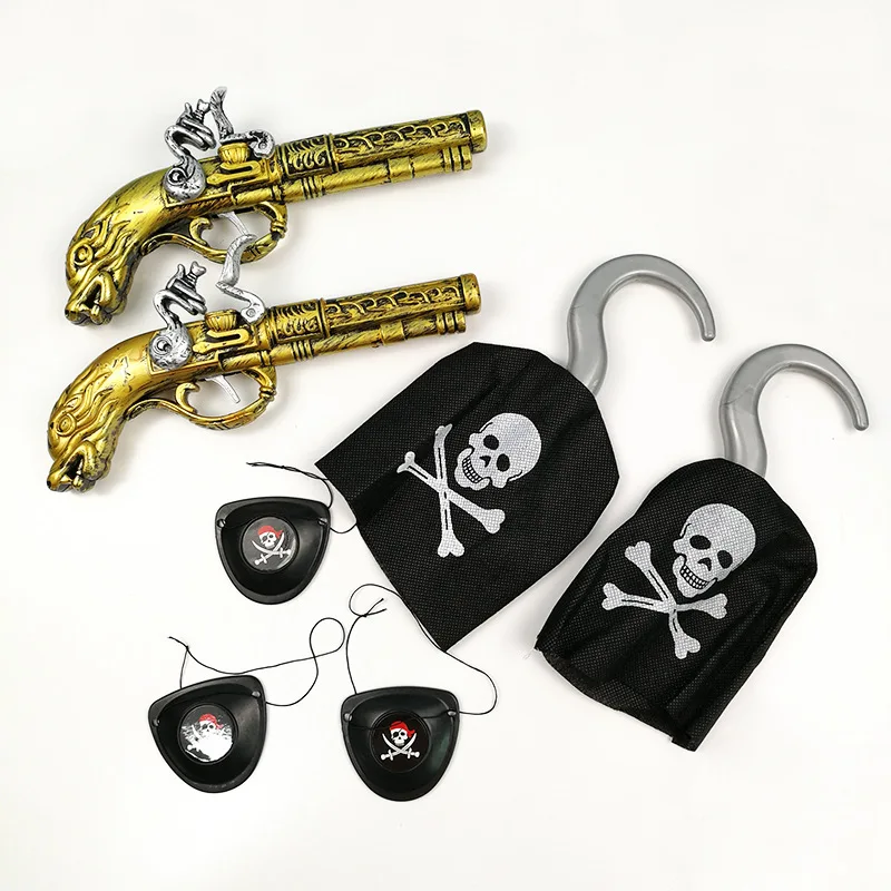

Caribbean pirate gun pirate hook eye patch masquerade accessories halloween party decoration supplies children toy gift June 27