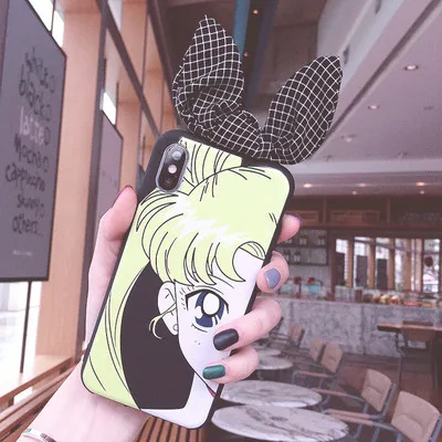 As shown in Чехол для телефона SAM Note 10 с милым 3D рисунком Сейлор Мун для samsung Note8/9/S10/S9 plus/S8/S7 Edge с кроличьими ушками - Цвет: As shown in