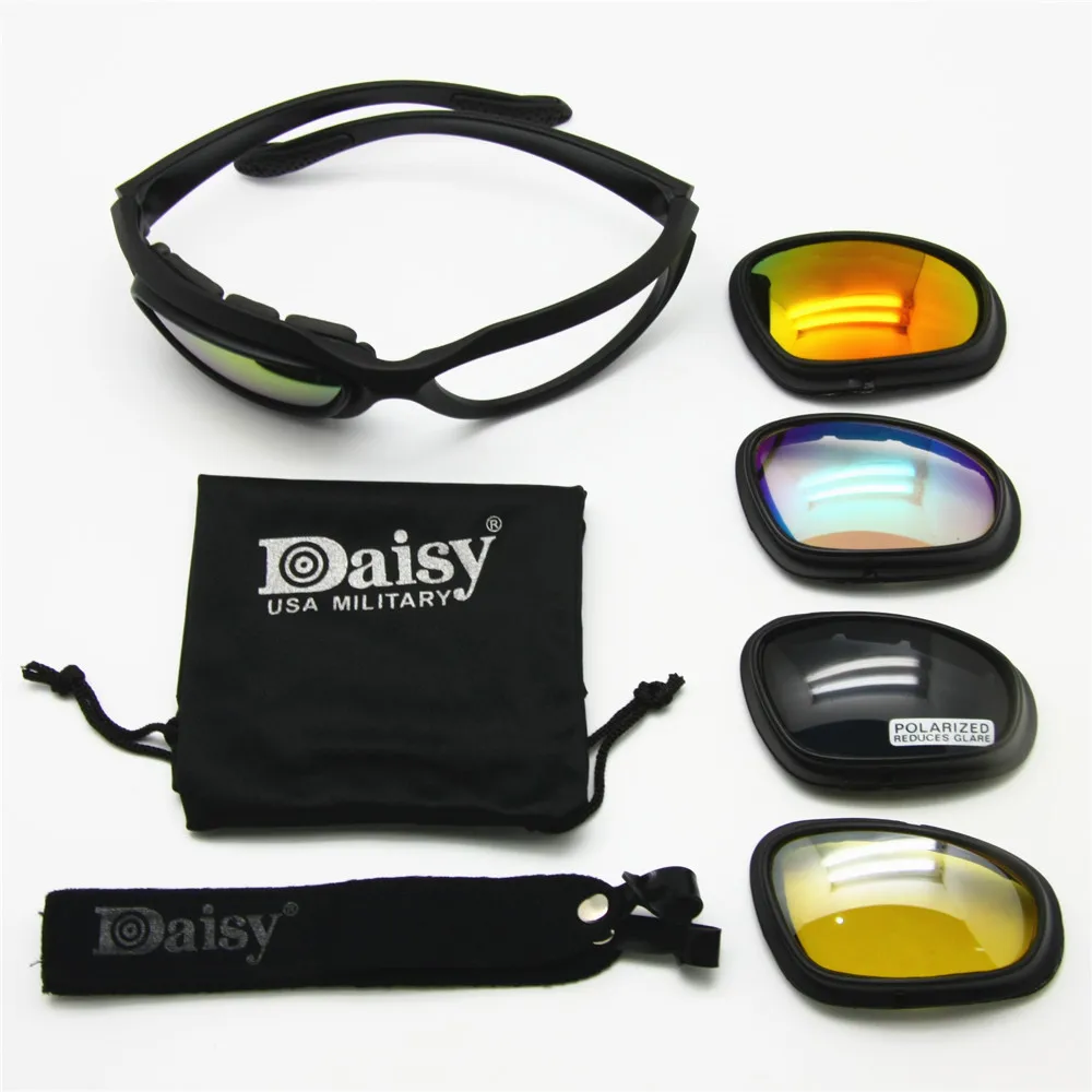 Billig DAISY Polarisierte Armee Brille Military Photochrome Sonnenbrille 4 Objektiv Kit Männer Desert Taktische Gläser Sport Polarisierte Gläser