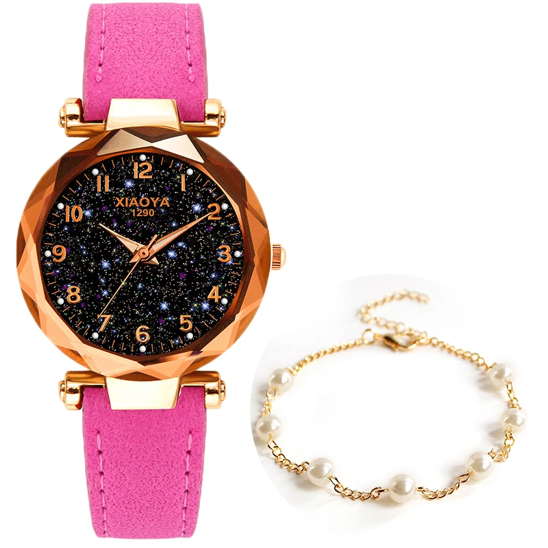 XIAOYA роскошные женские часы модные дамские часы с бриллиантами звездное небо магнитные часы и жемчужный браслет водонепроницаемые женские наручные часы