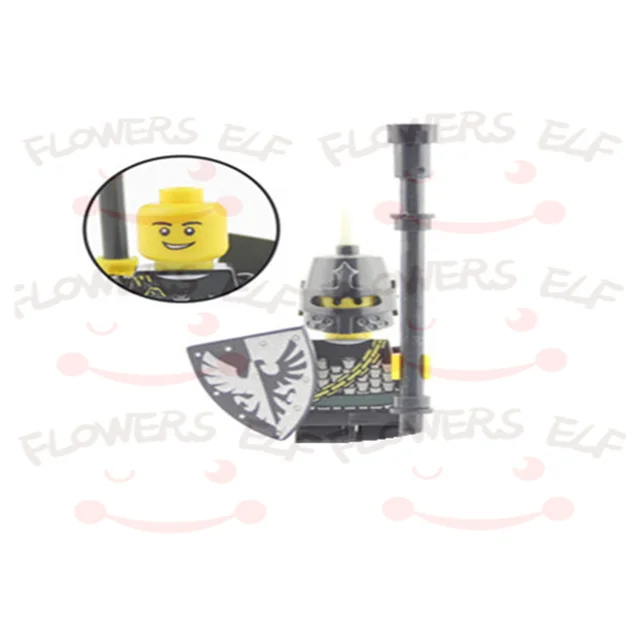 1PCS Blue Lion Red Green Dragon Knight Mini Two-person Villain Middle Age Assembling Building Blocks Children'sToy Medieval Knig 9808E