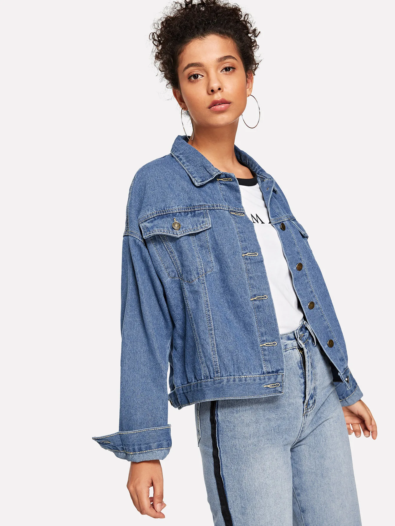 AliExpress, стиль, Вышитое джинсовое пальто, женское, корейский стиль, свободное, заднее крыло, пальто для студентов