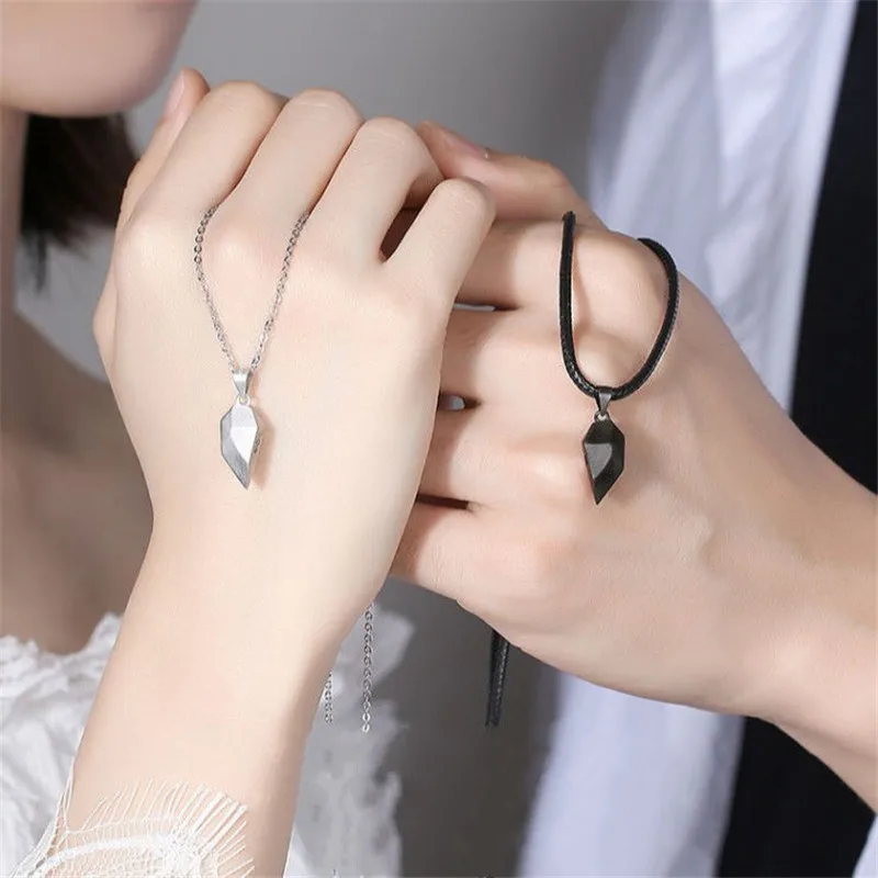 Korean Fashion Magnetic Couple Necklace For Lovers Gothic Punk Heart Pendant Necklace For Men Women Necklaces Party Gift Jewelry 5