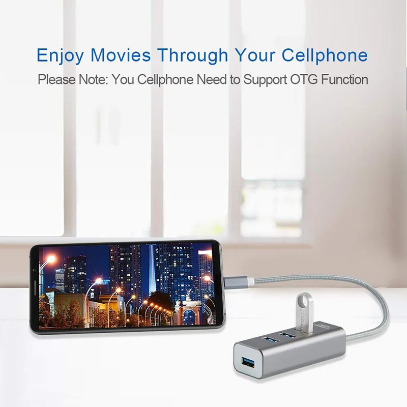 USB C концентратор, Тип C с 3 USB 3,0 Алюминиевый адаптер, совместимый с iPad Pro, XPS 13, ждать флэш-накопитель, внешний жесткий диск