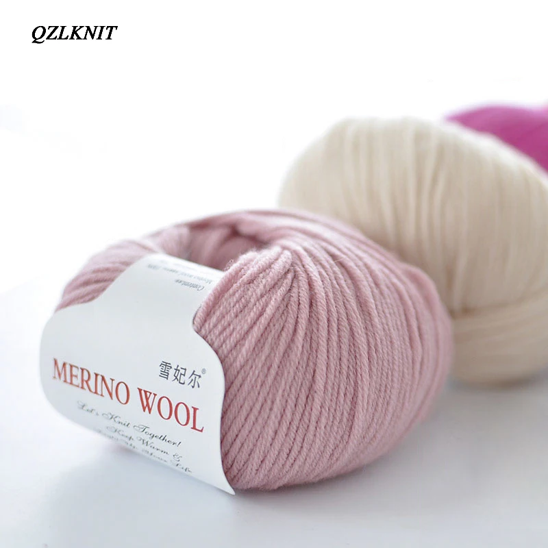 QZLKNIT 50 г/мяч 100% мериносовая шерстяная пряжа Осень/Зима Мягкая средней длины DIY