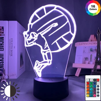 

Acrylic Led Night Light Women's Volleyball for Bedroom Decor Adult Sport Nightlight Event Prize Color Changing Table Lamp Gift