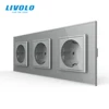 Livolo nuevo estándar de la UE hembra de alimentación Panel Triple pared de salida sin macho vidrio templado de C7C3EU-11/2/3/5 ► Foto 2/5