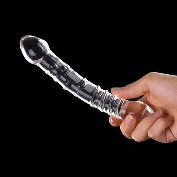 New Double Ended Crystal Purple Pyrex Glass Dildo, Artificial Penis Granule and Spiral G Spot Simulator Adult Sex Toys for Woman 3